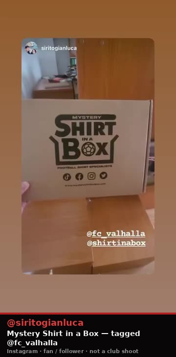 Instagram Story — @siritogianluca mystery box tagged @fc_valhalla