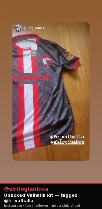 Instagram Story — @siritogianluca unboxed Valhalla jersey