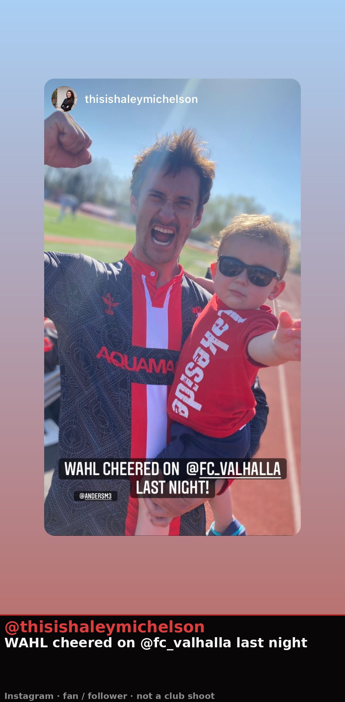 Instagram Story — @thisishaleymichelson, Wahl in Valhalla FC kit