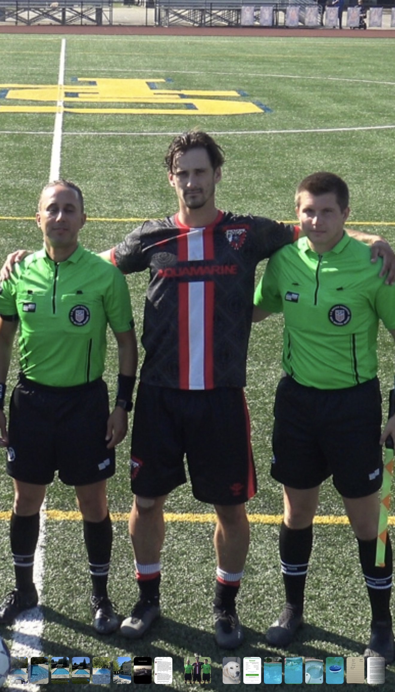 Valhalla FC player with USSF referees, October 2024